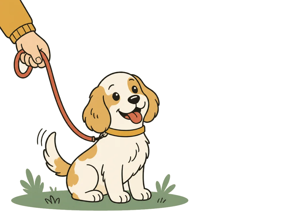 Puppy aan de leiband, klaar voor de eerste les